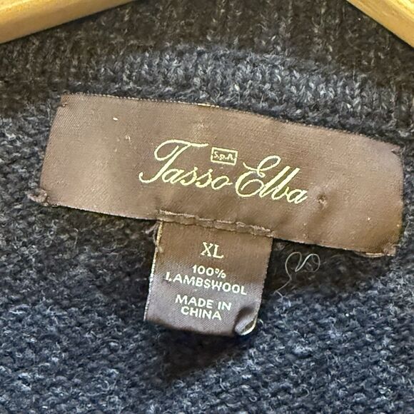 Tasso Elba 100% Lambswool Full Zip Sweater Jacket XL Black Mock Neck Ribbed Knit - Picture 8 of 8